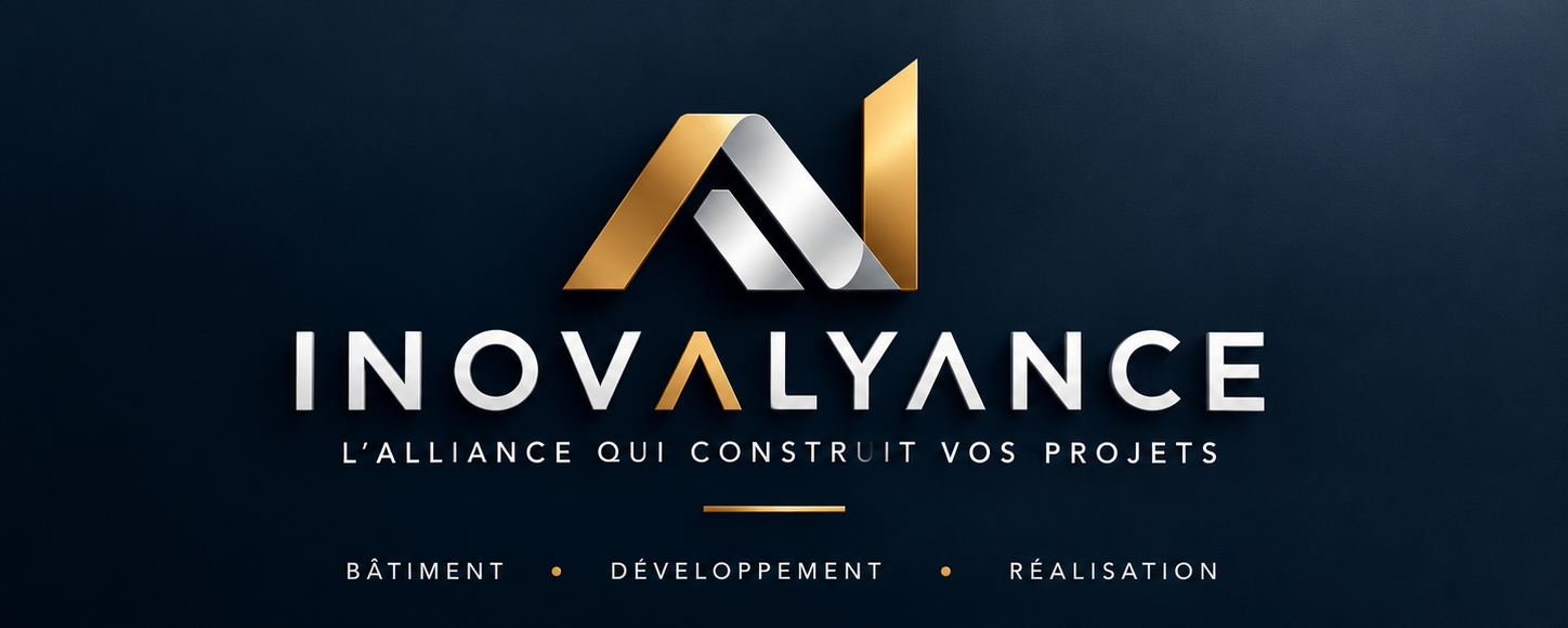 Logo INOVALYANCE avec la tagline L'Alliance qui construit vos projets, sur fond bleu nuit