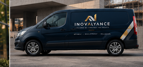 Camionnette floquée aux couleurs INOVALYANCE (visuel de charte graphique)